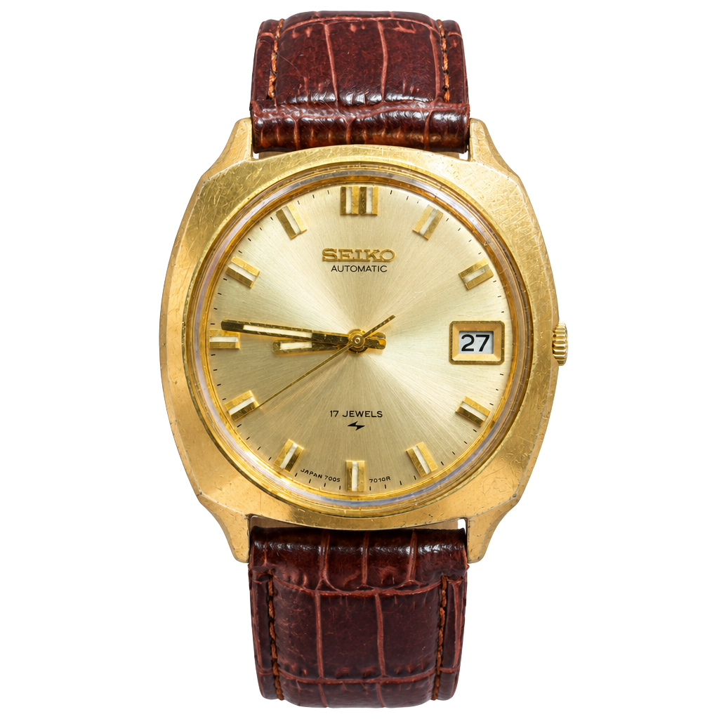 Seiko 7005-7041R Automatic Gold Tone 17 Jewels Vintage Watch 1