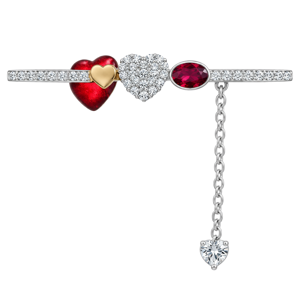 Swarovski Duo Heart Bangle Crystal Pavé Rhodium-Plated 1