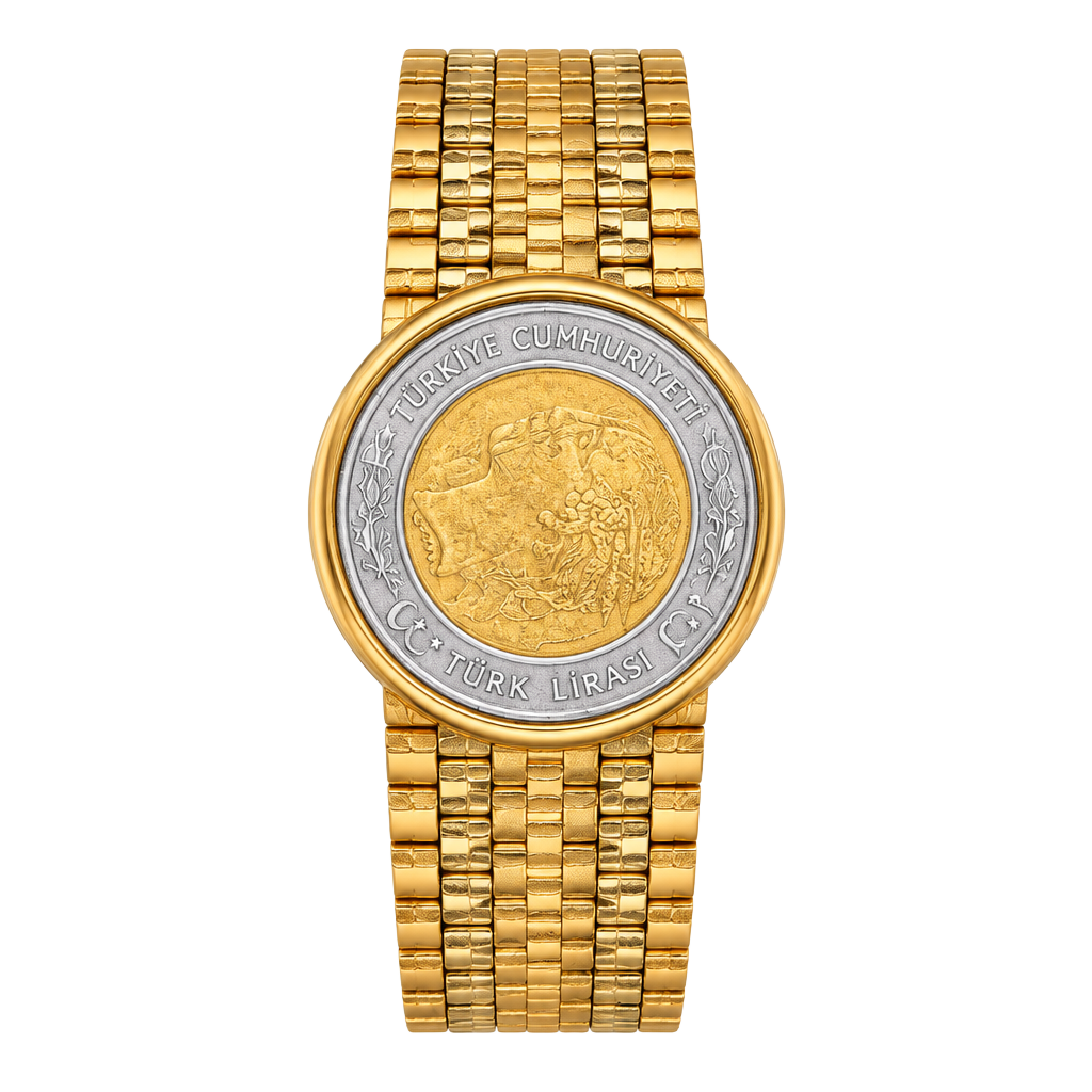 Italy Bellezza 500 Lire Coin Bracelet Gold Tone Metal 1