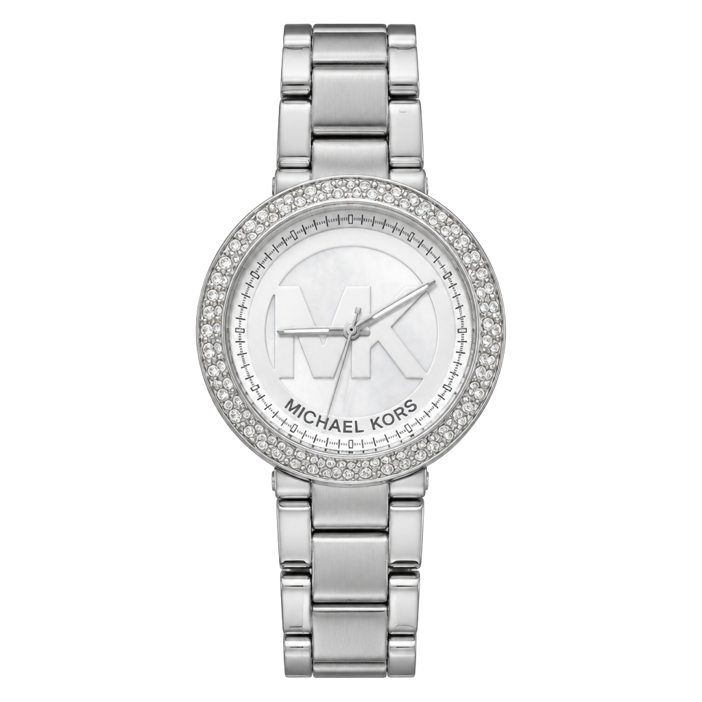 Michael Kors Silver Stainless Steel Quartz Watch with Crystal Bezel mk 168 1