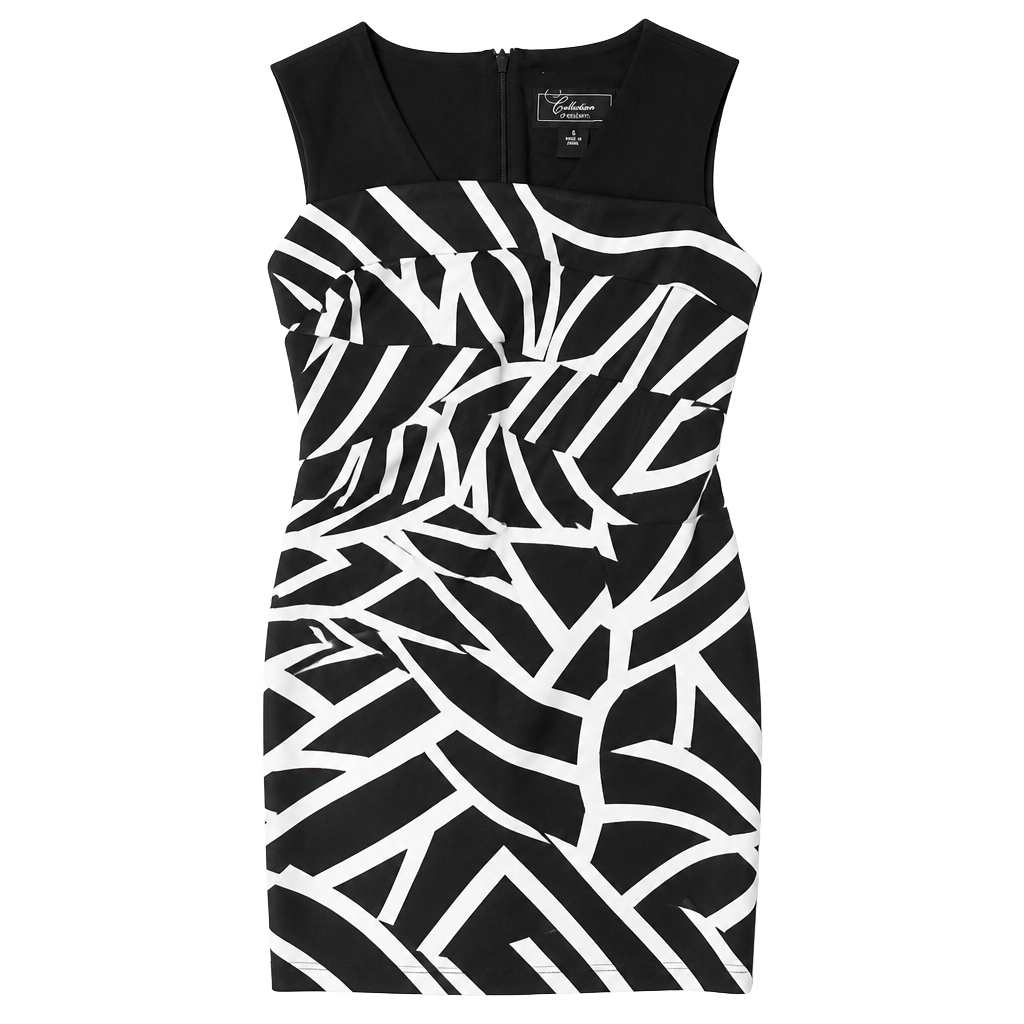 Collection dressbarn Dress Size 6 Black White Geometric 1