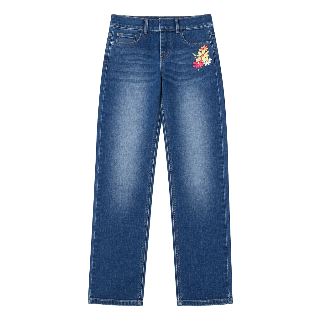 Wonder Nation Girls Floral Embroidered Dark Wash Jeggings Skinny Jeans 1