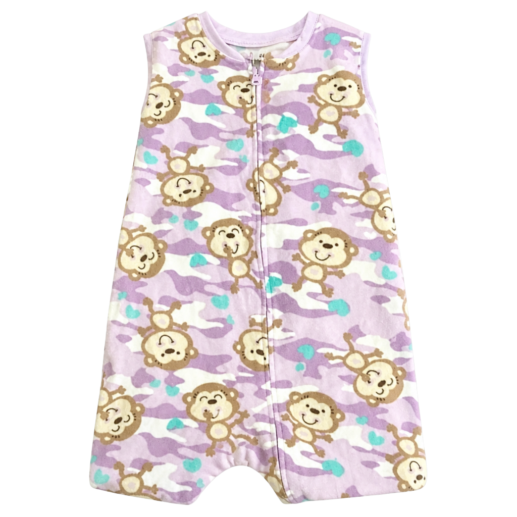 Jumping Beans Toddler Girls Purple Monkey Camo Fleece Footed Sleeper Pajamas 5T 1