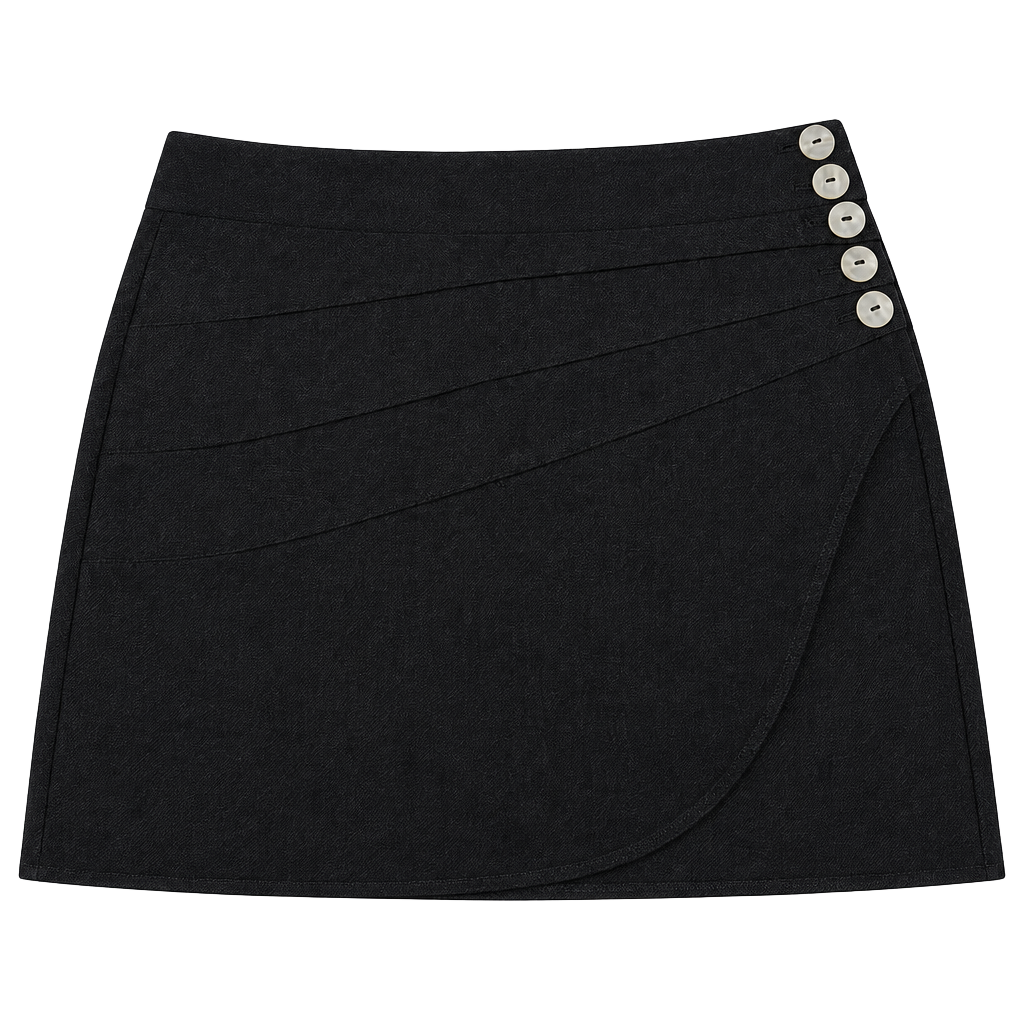 Ella Rafaella Skirt Size L Black Button Accent Wrap 1