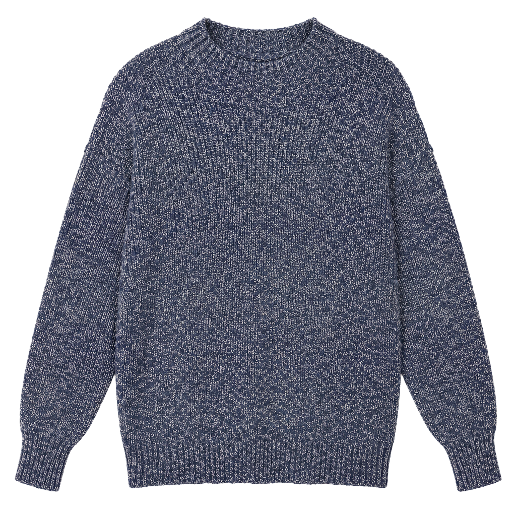 Aerie Mock Neck Sweater Size M Blue White Marled Chunky Knit Pullover 1