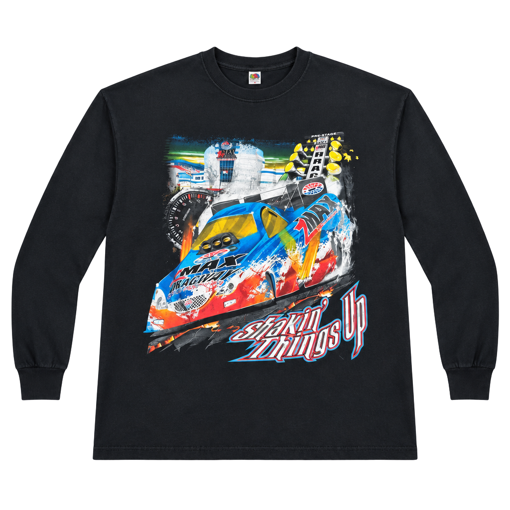 Fruit of the Loom zMax Dragway Long Sleeve T-Shirt Size XL Black 1