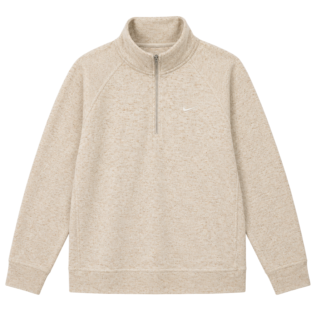 Nike 1/2-Zip Pullover Size XL Beige Marled Fleece Sweatshirt 1