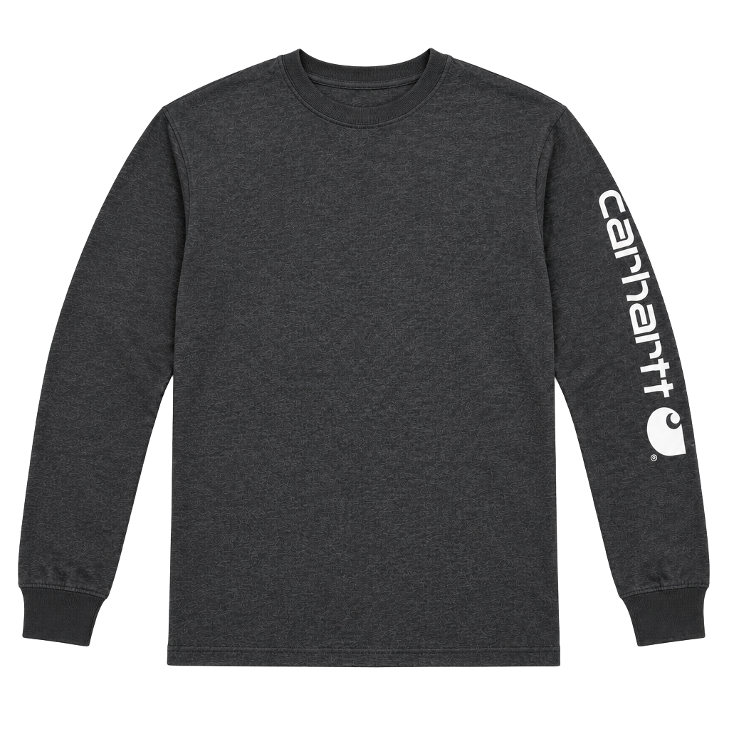 Carhartt Long Sleeve Heavyweight Logo T-Shirt Size L Black Original Fit 1