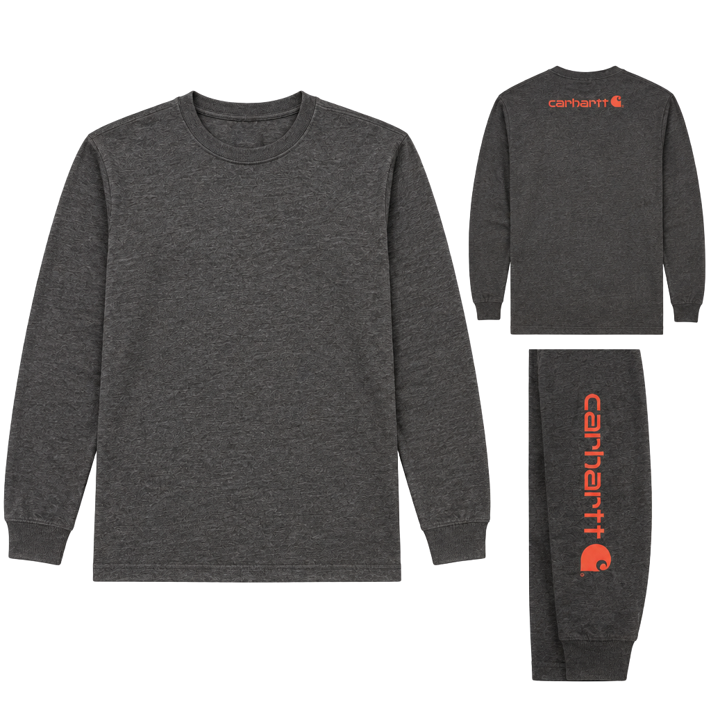 Carhartt Long Sleeve T-Shirt Charcoal Heather Crew Neck 1