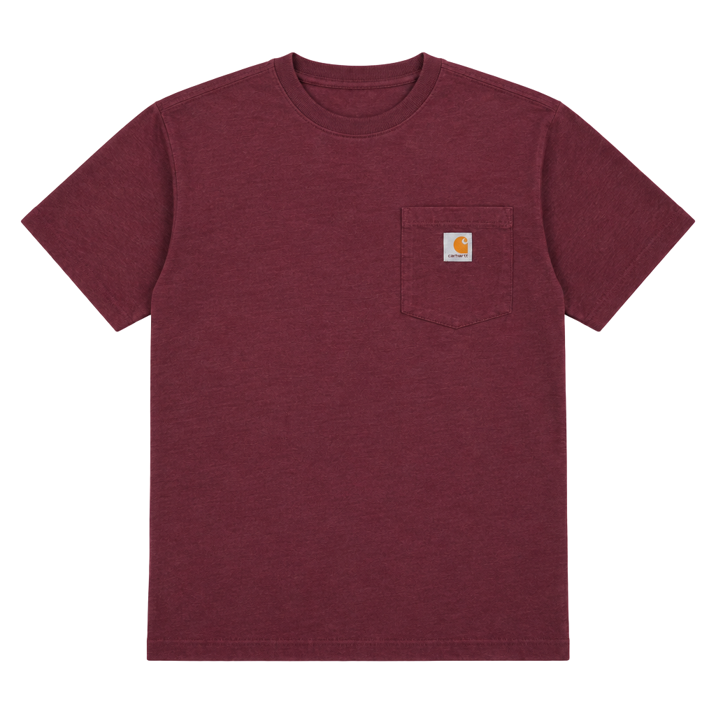 Carhartt K87 Pocket T-Shirt Size M Burgundy Loose Fit Heavyweight 1