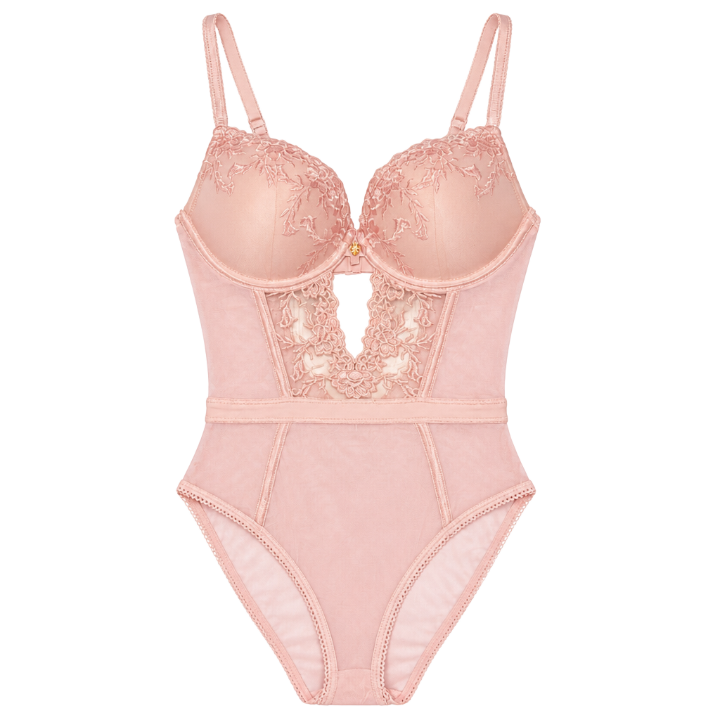 Floral Lace Mesh Teddy Bodysuit 1