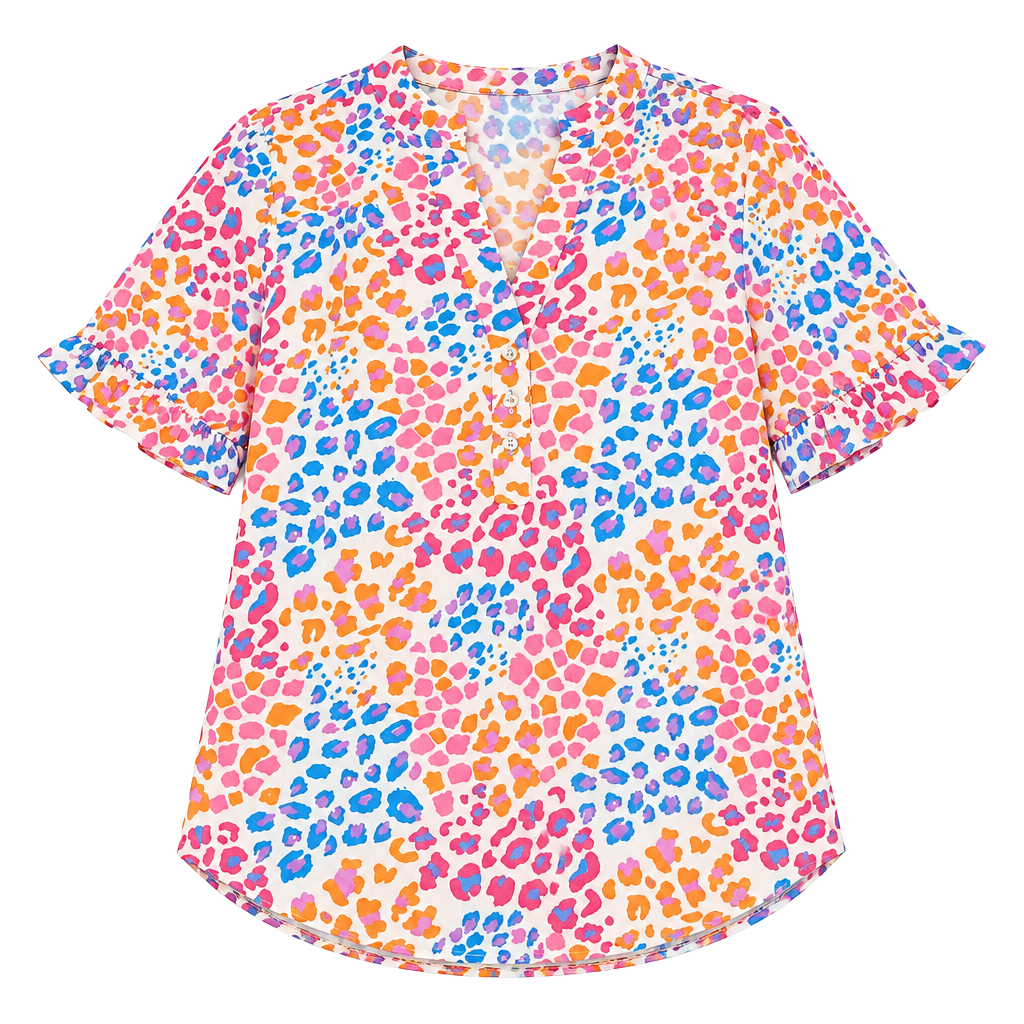 Michelle McDowell Sutton Top Wild Safari Multi Leopard Blouse XS NWT 1