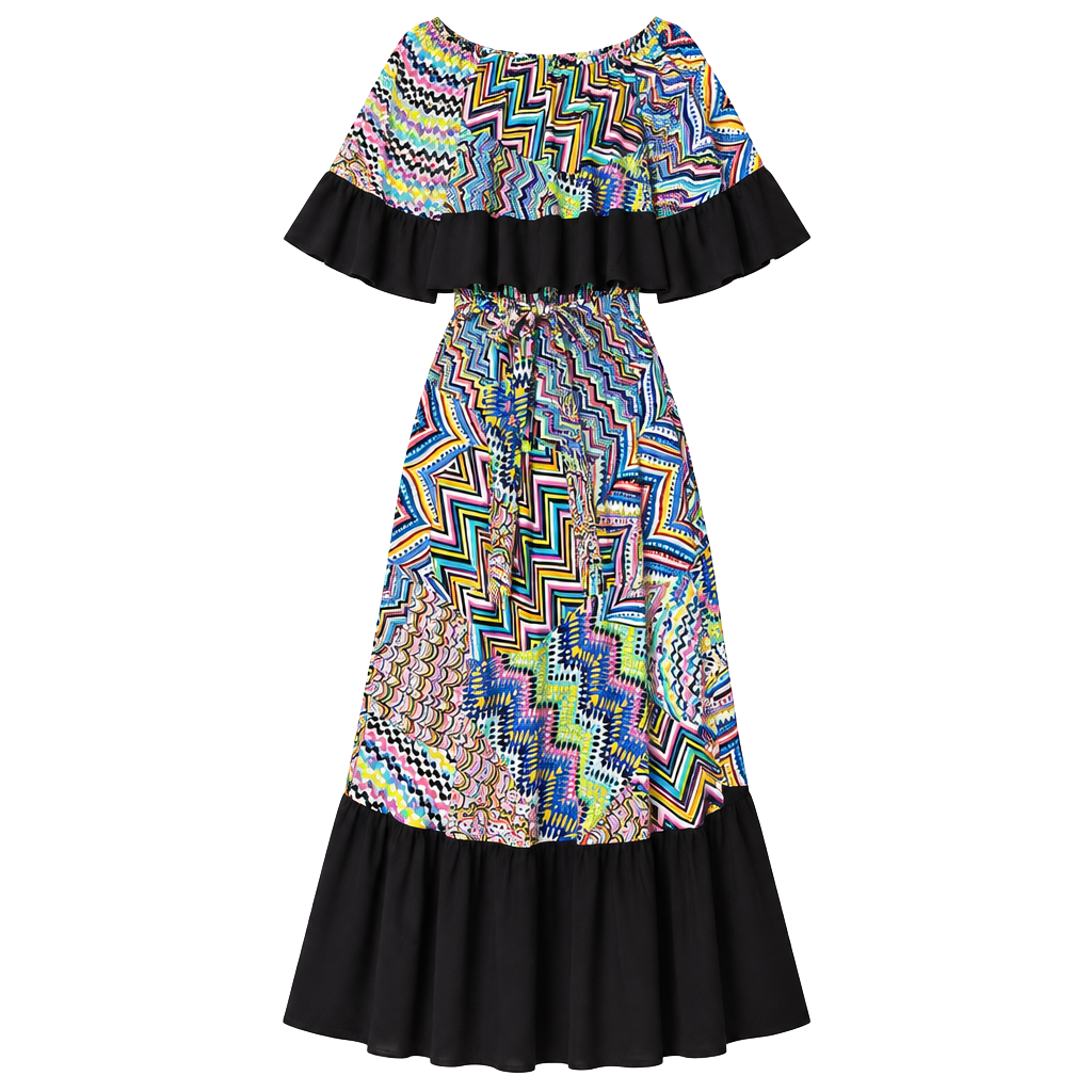 Janette John 3:16 Joya DJ13904 Multicolor Abstract Maxi Dress S NWOT 1