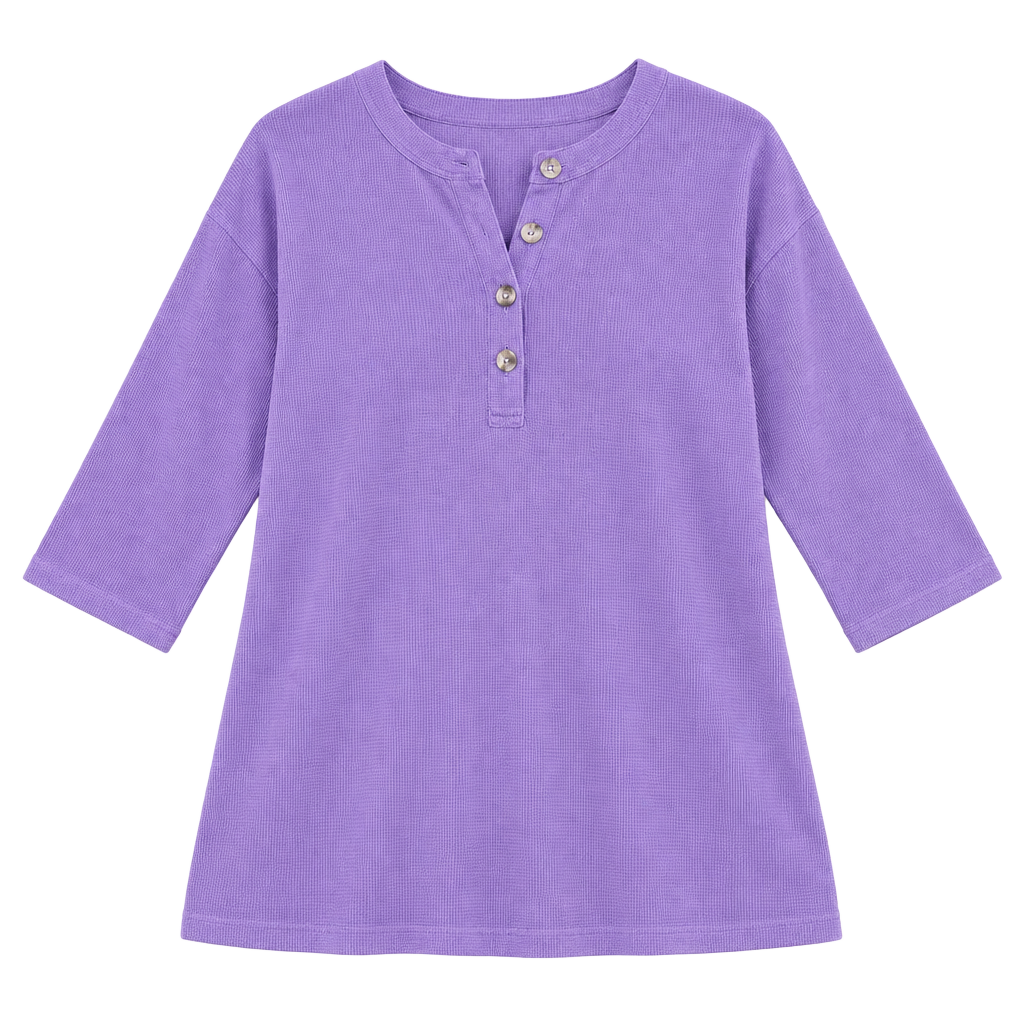Andrée by Unit Lilac Waffle Knit Henley Top Oversized Boutique Pullover NWT S-XL 1