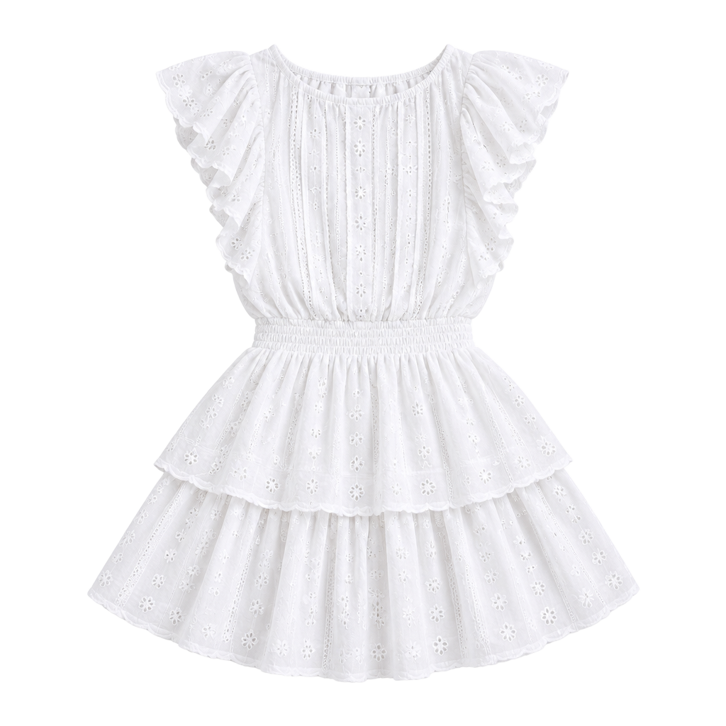 LoveShackFancy XS Natasha Heritage White Pintuck Cotton Ruffle Mini Dress 1