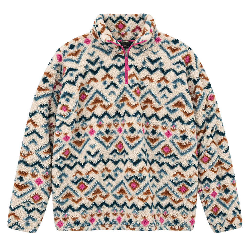 Eddie Bauer Fleece 1/4 Zip Pullover Size L Multi Aztec Aztec Print 1