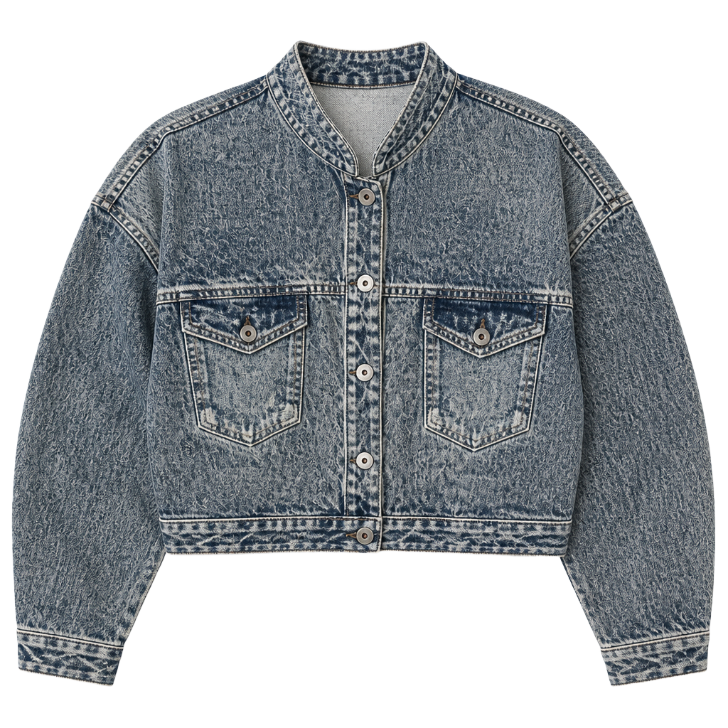 Elan Acid Wash Denim Look Sweatshirt Jacket M Boxy Oversized Y2K 90s Jean 1