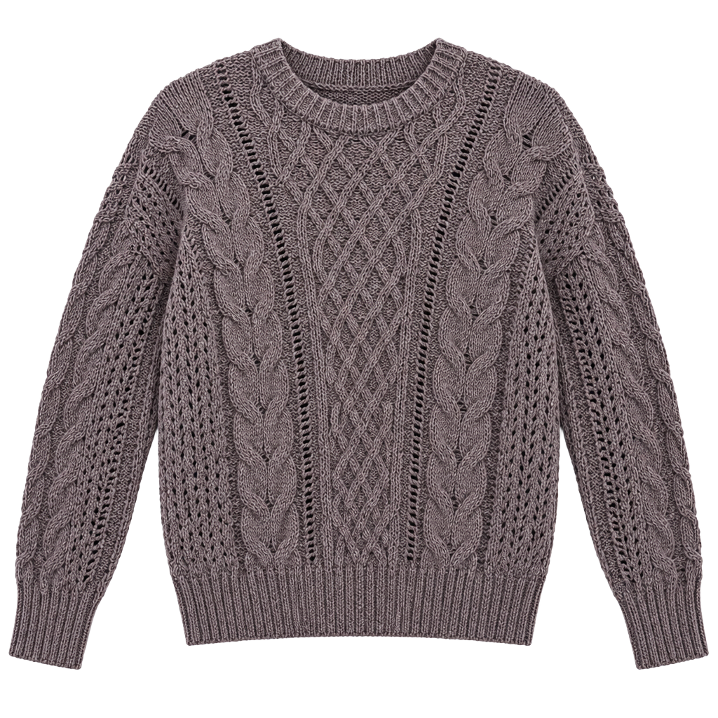 Abercrombie & Fitch Cable Knit Crewneck Sweater Size M Taupe Pullover 1