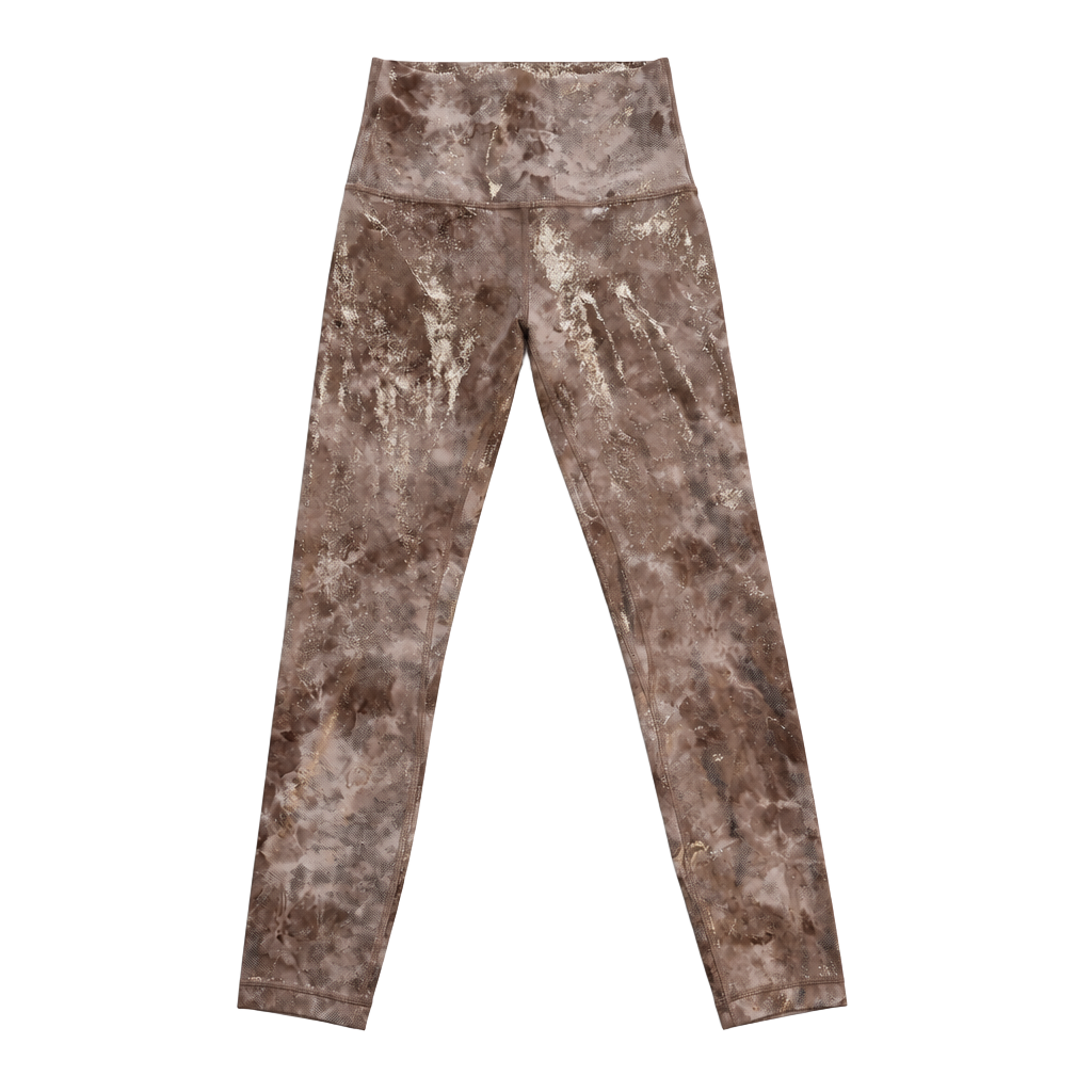 RARE Lululemon Align HR Pant 25" Shine Diamond Dye Cacao Gold Foil - Size 4 (LW5FBSS) 1