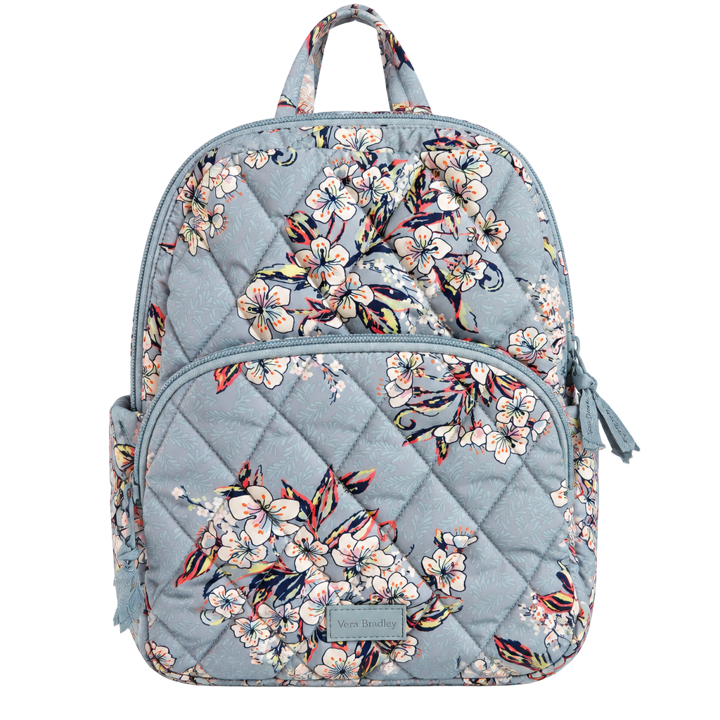 Vera Bradley Light Blue Quilted Floral Cherry Blossom Backpack Purse 1