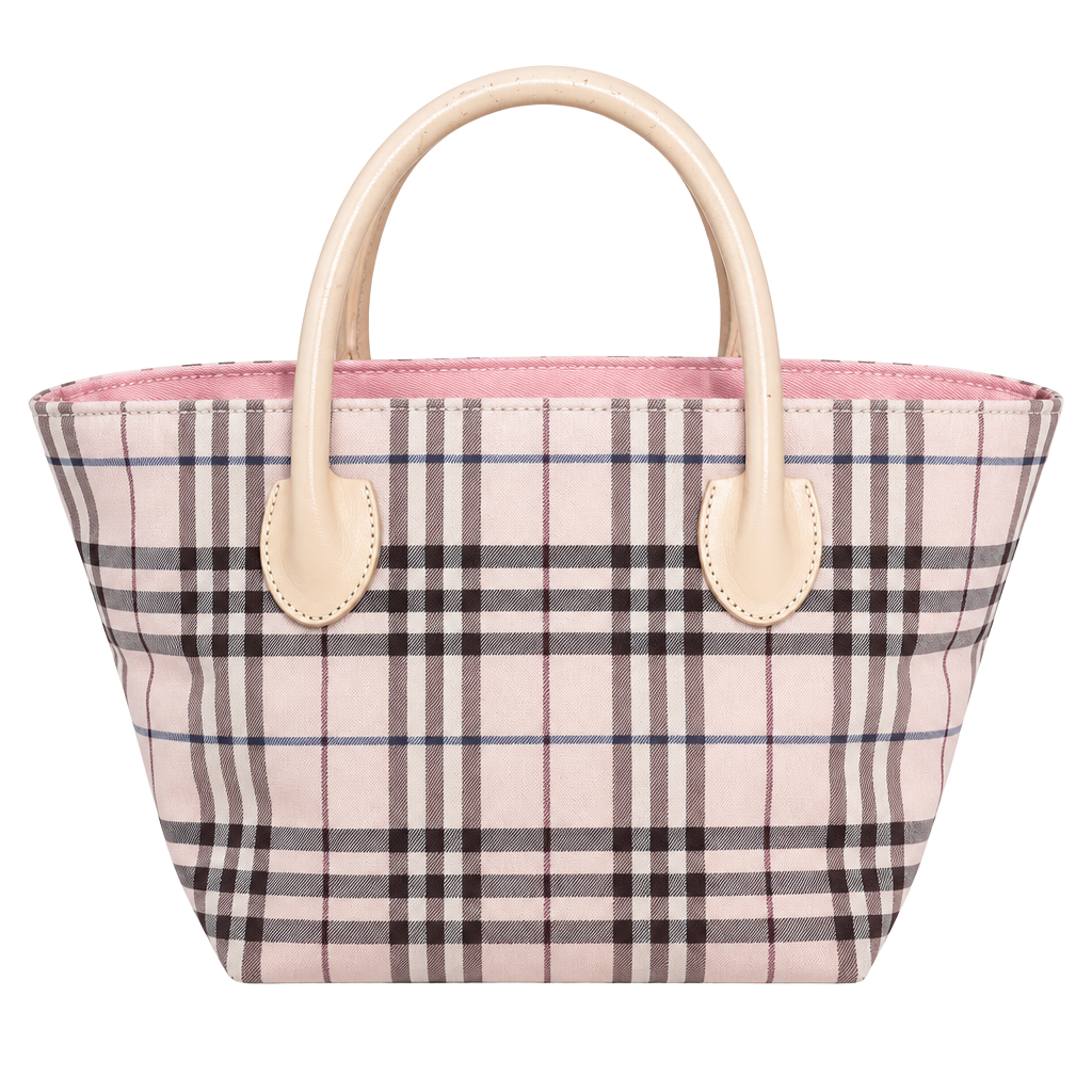 Burberry Blue Label Nova Check Handbag Pink Tote Purse 1