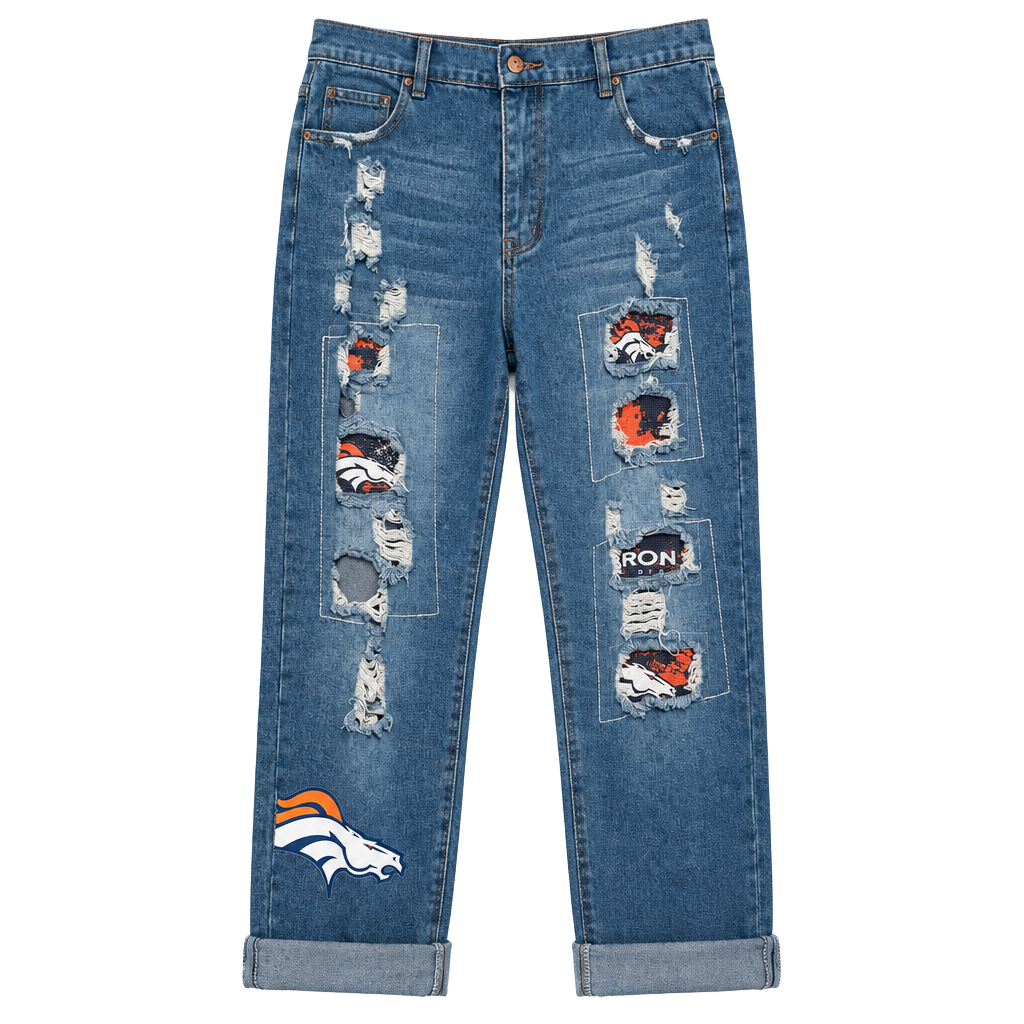 Denver Broncos Distressed Jeans Size XL 1