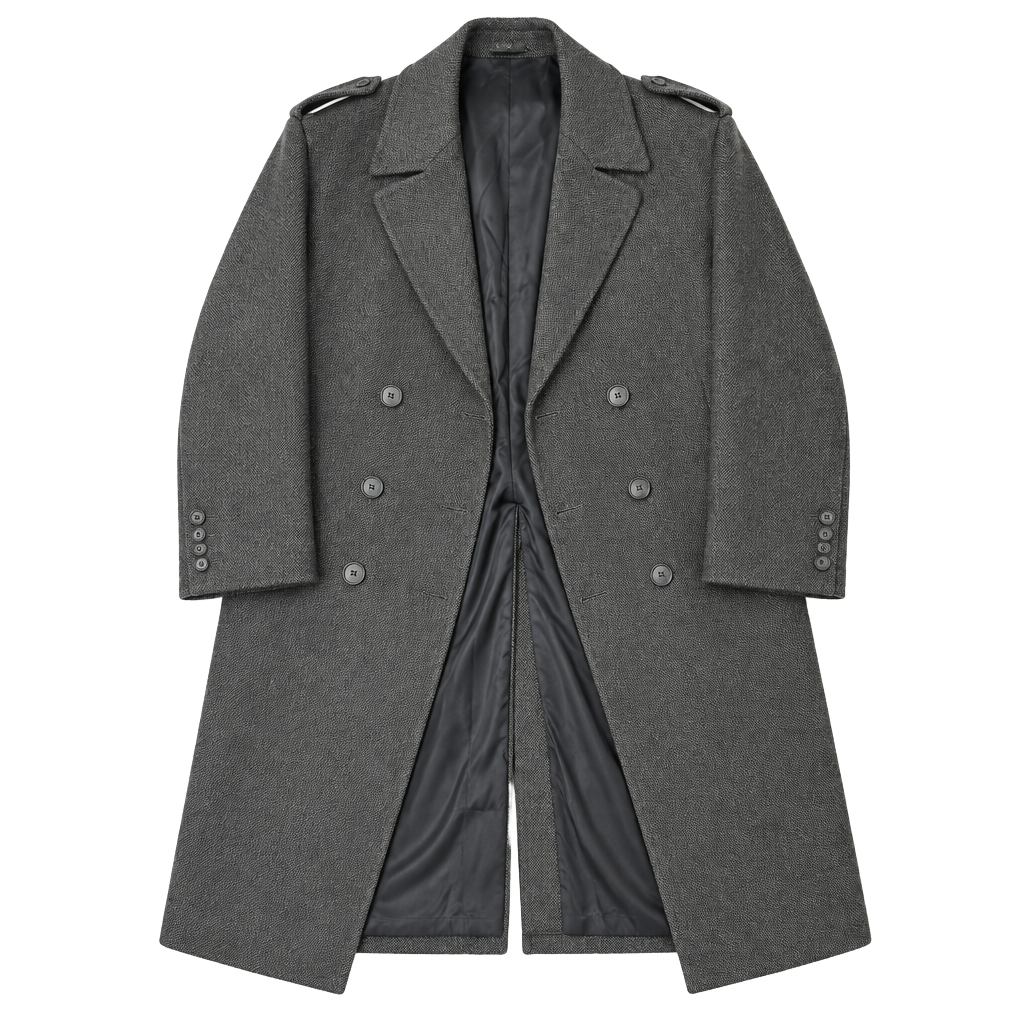 London Fog Vintage Wool Blend Double Breasted Overcoat Charcoal 1