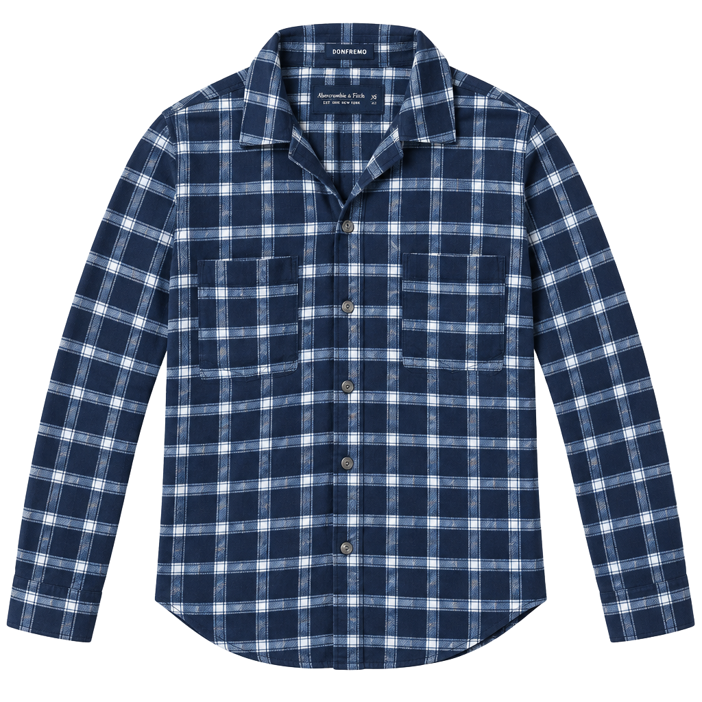 Abercrombie & Fitch Boyfriend Flannel Shirt Size XS Navy White Plaid 1