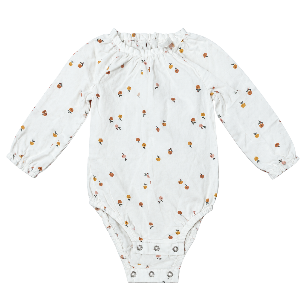 Carter's Long-Sleeve Bodysuit Size 12M White Apple Print 1