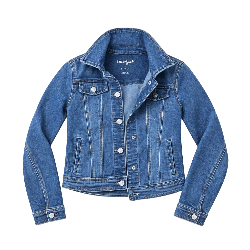Cat & Jack Denim Jacket Size L (10/12) Blue Trucker Jean Coat 1