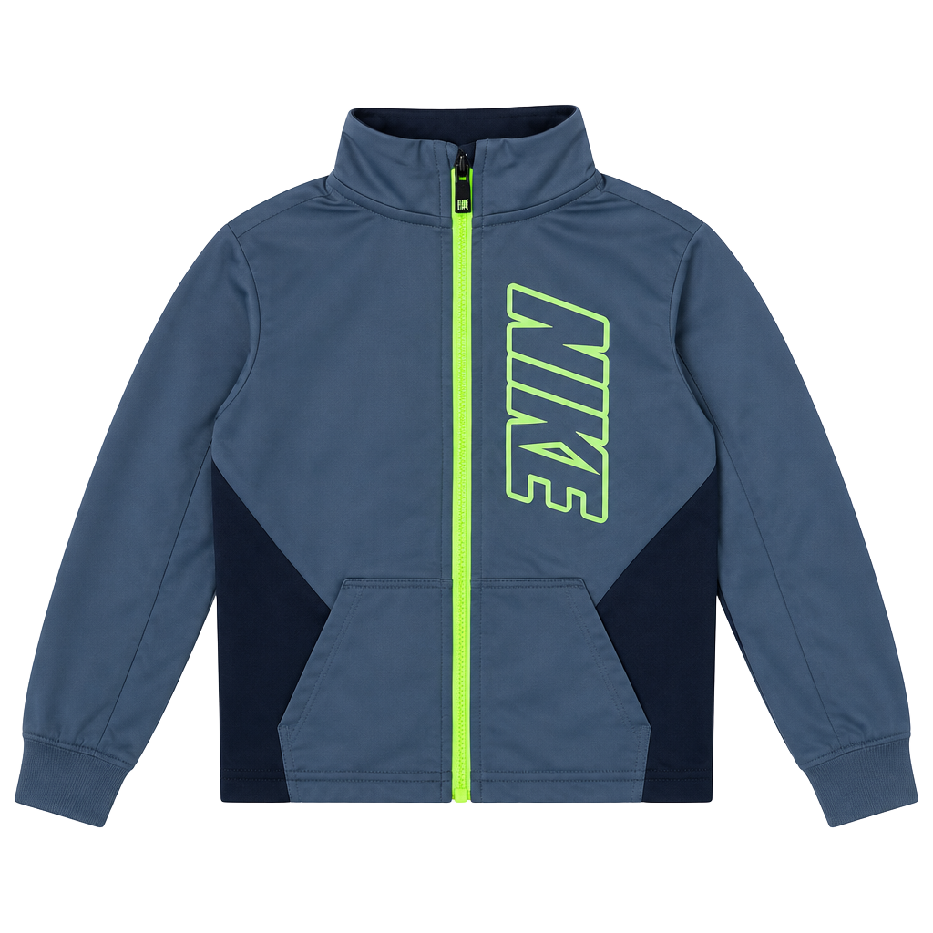 Nike Full Zip Jacket Size 5/S 4-5 Yrs Blue Neon Green 1