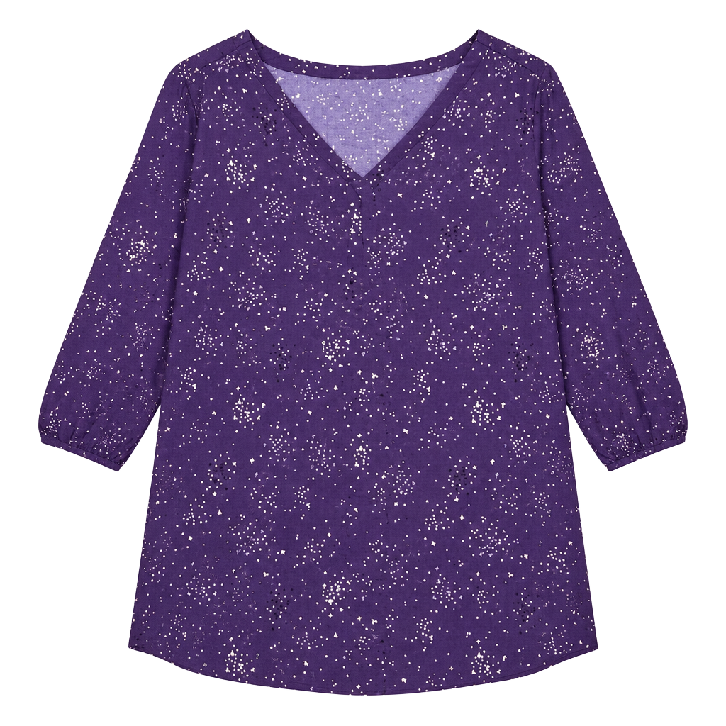 Croft & Barrow V-Neck Blouse Size XXL Purple Star Print Top 1