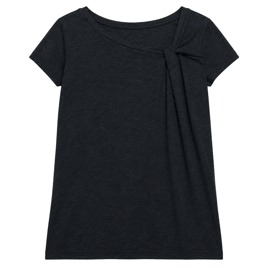 Gap Foreversoft Tee Size XXL Black Asymmetrical Twist Draped Top 1