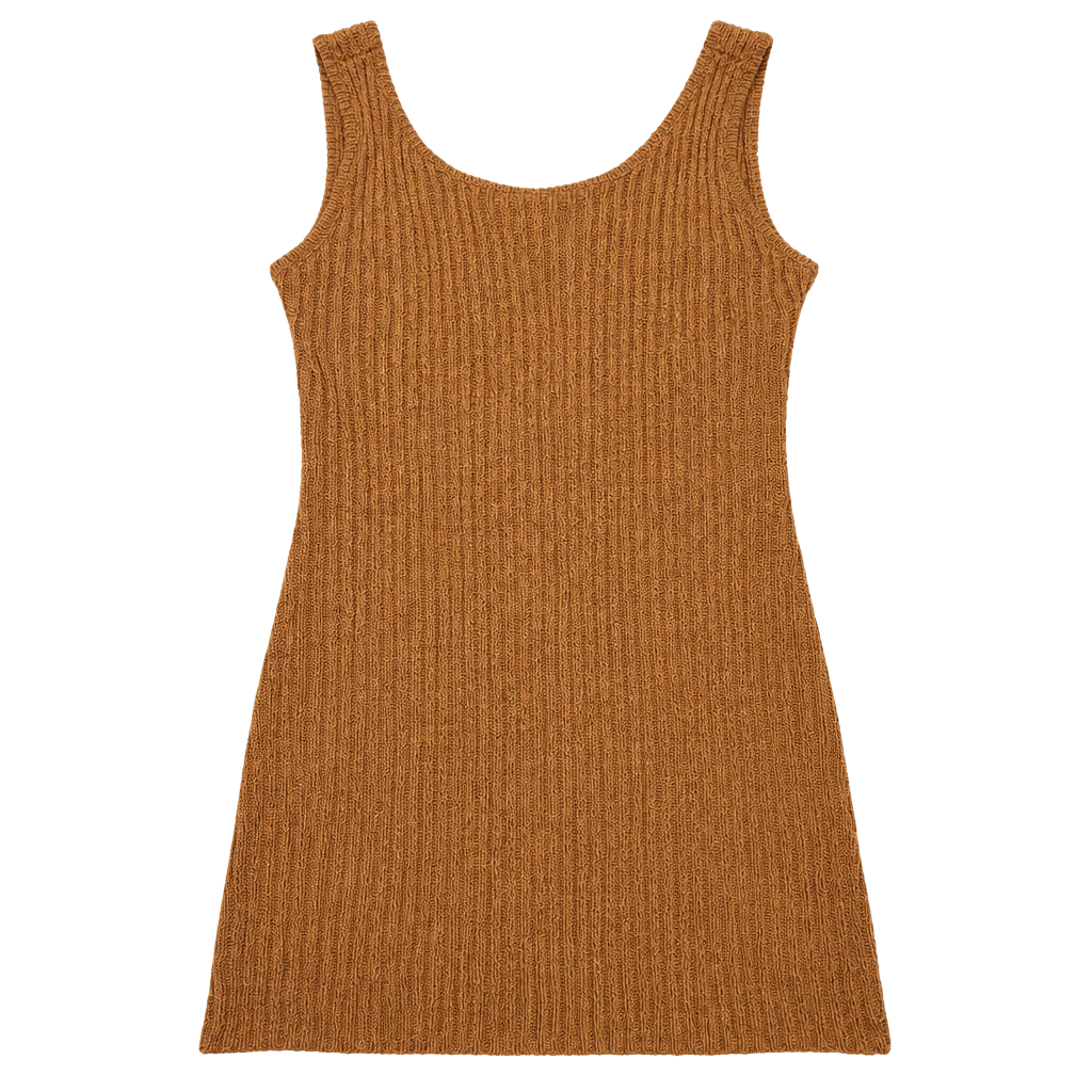 Baevely Ribbed Knit Mini Dress Size L Brown Twist Back NWT 1