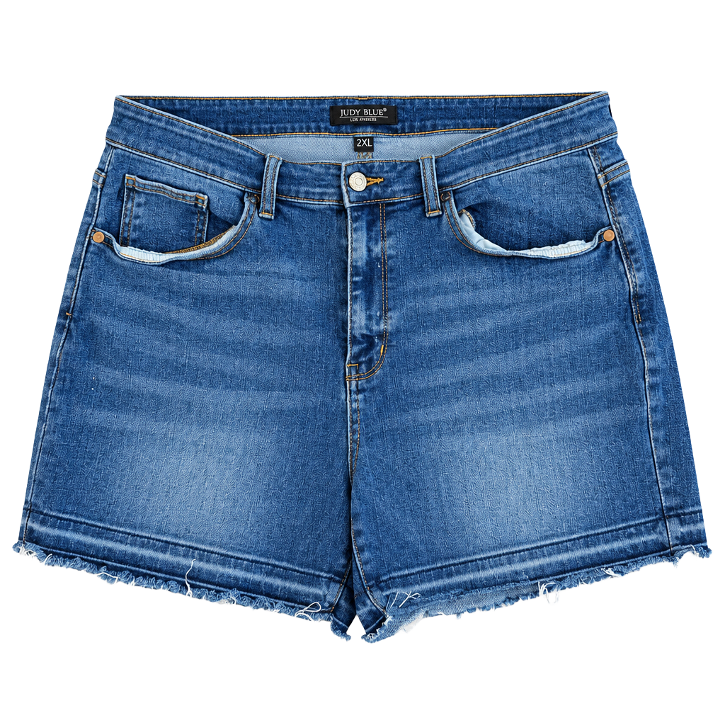 Judy Blue Denim Shorts Size 2XL Distressed Raw Hem 1