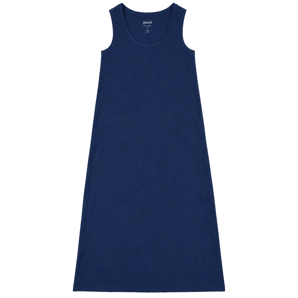 Pact Organic Cotton Tank Maxi Dress Size XS Blue 1
