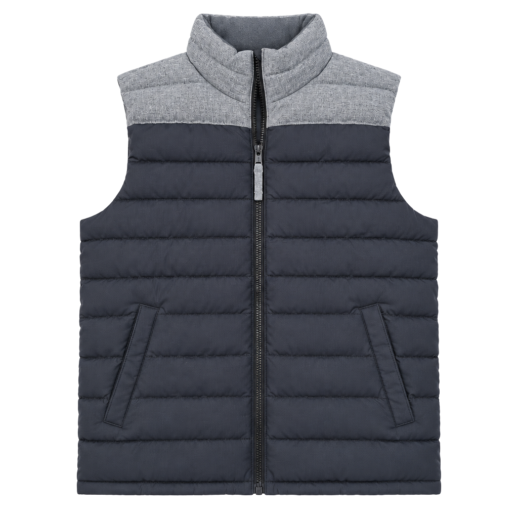 Old Navy Puffer Vest Size S Black Gray Mock Neck Full Zip 1