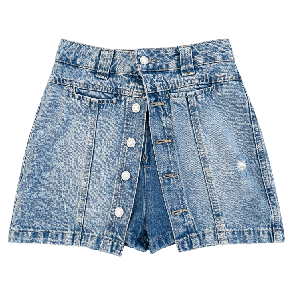 Free People Denim Skort Size 29 Blue Button Front 1