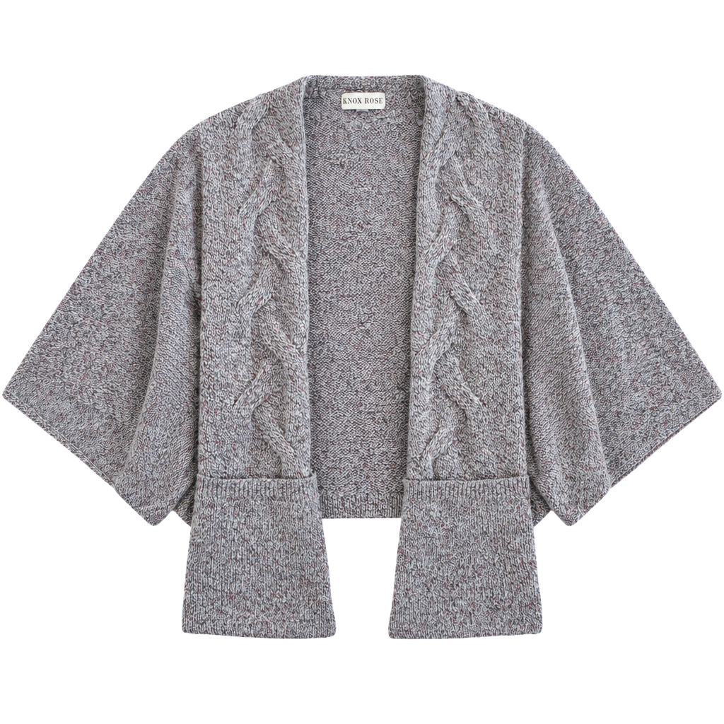 Knox Rose Open Front Cardigan Sweater Size M Cable Knit Multi-Color 1