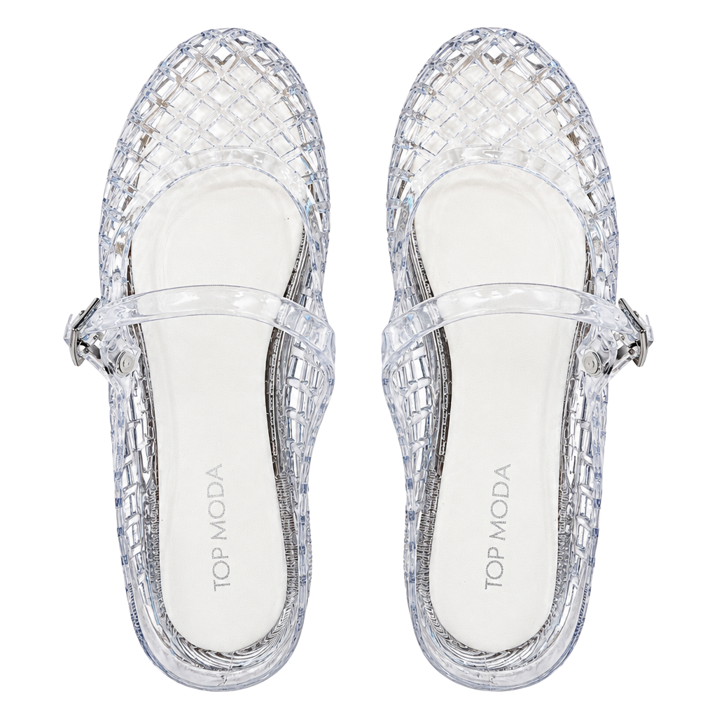 Top Moda Clear Jelly Flats Size 6 Cage Sandals 1