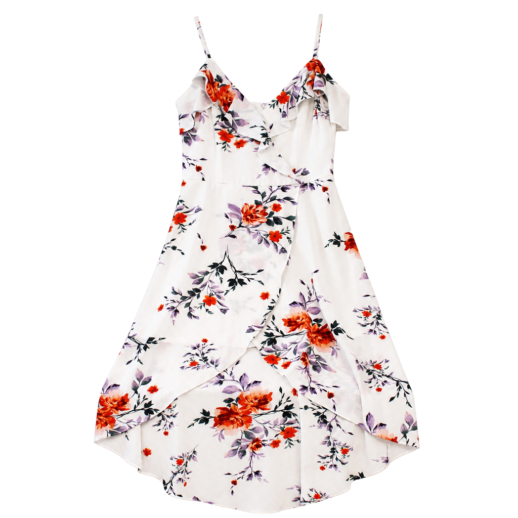Floral High-Low Wrap Dress Size M 1