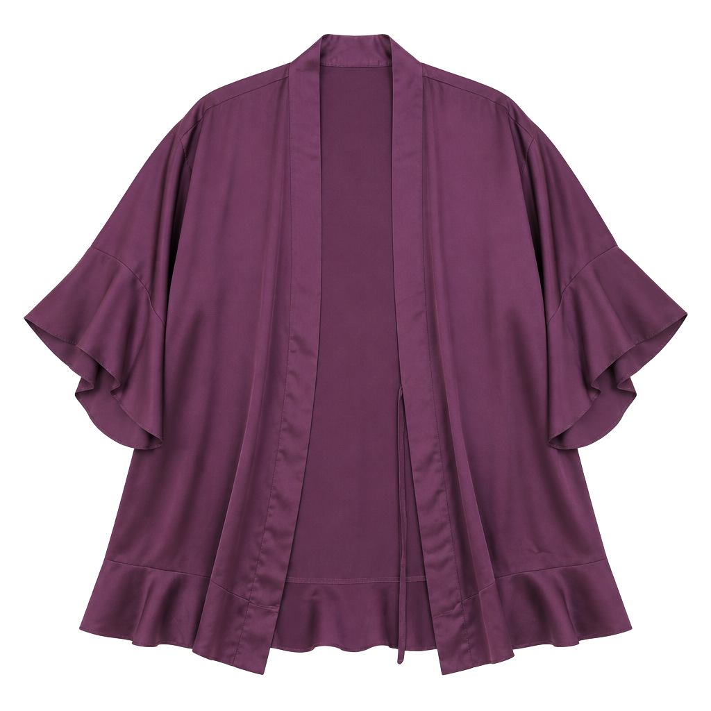 Victoria's Secret Women's Purple Satin Flutter Short Sleeve Kimono Robe M/L 1