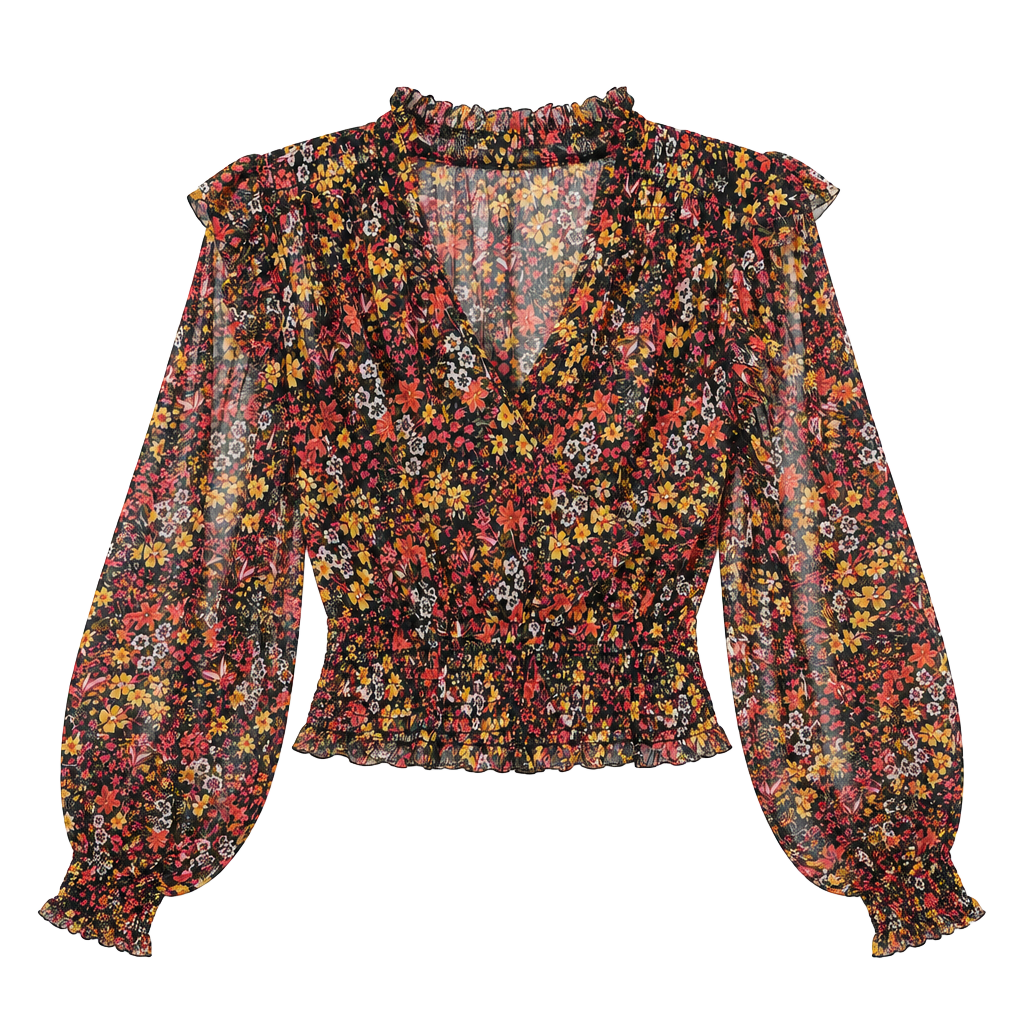Free People Floral Long Sleeve Blouse Size XS 1