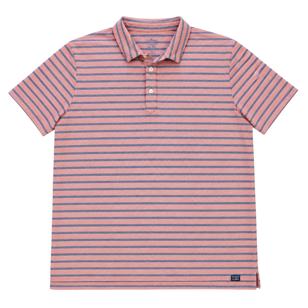 L.L. Bean Striped Polo Shirt XXL Reg Pink Gray Short Sleeve 1