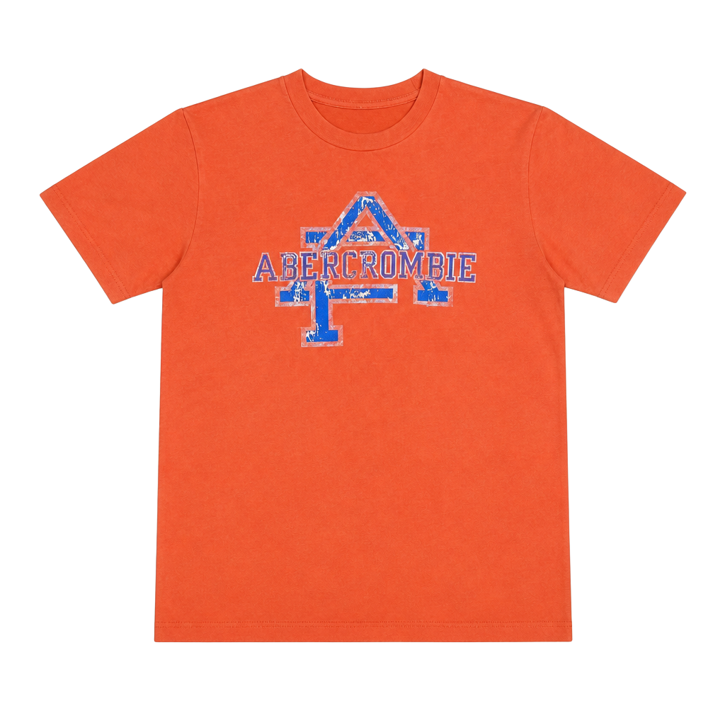 Vintage Abercrombie & Fitch Distressed Graphic Short Sleeve T-Shirt Orange 1