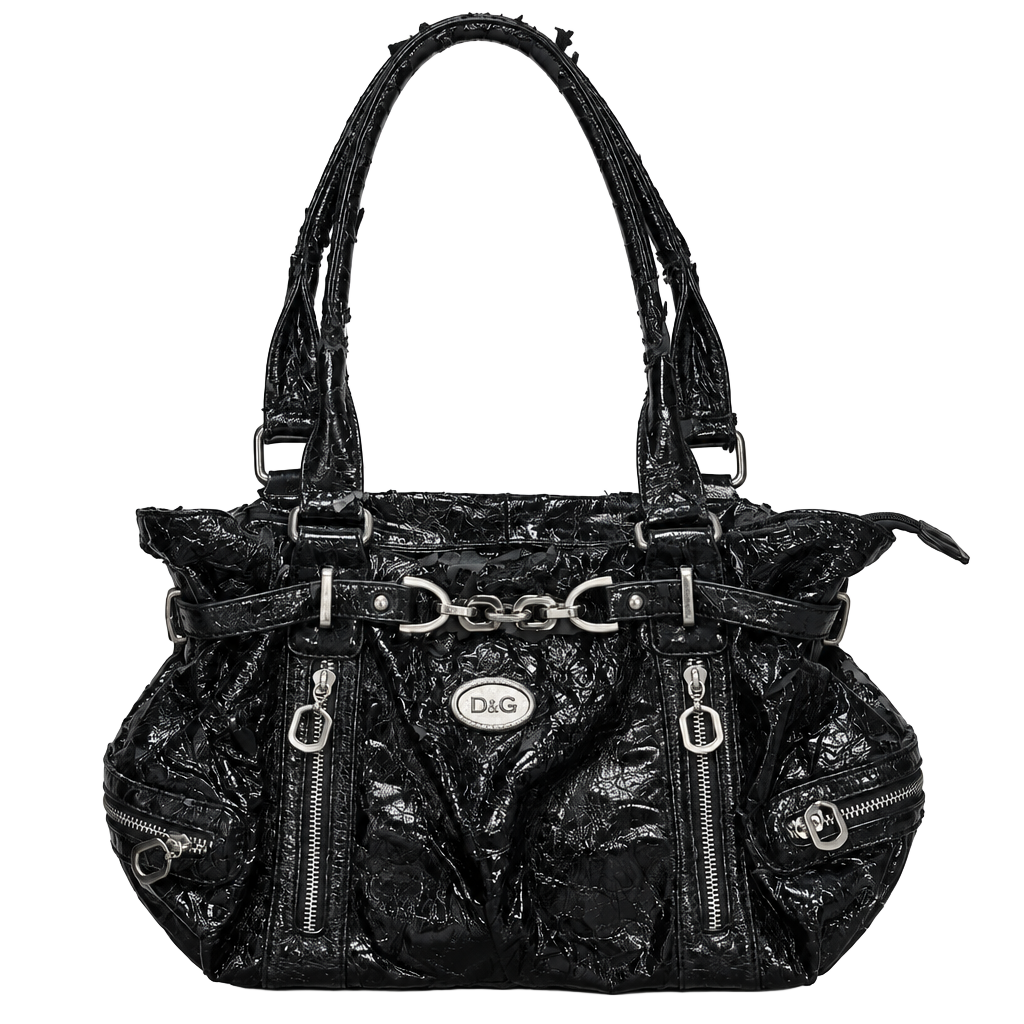 D&G Black Patent Leather Shoulder Bag Y2K 1