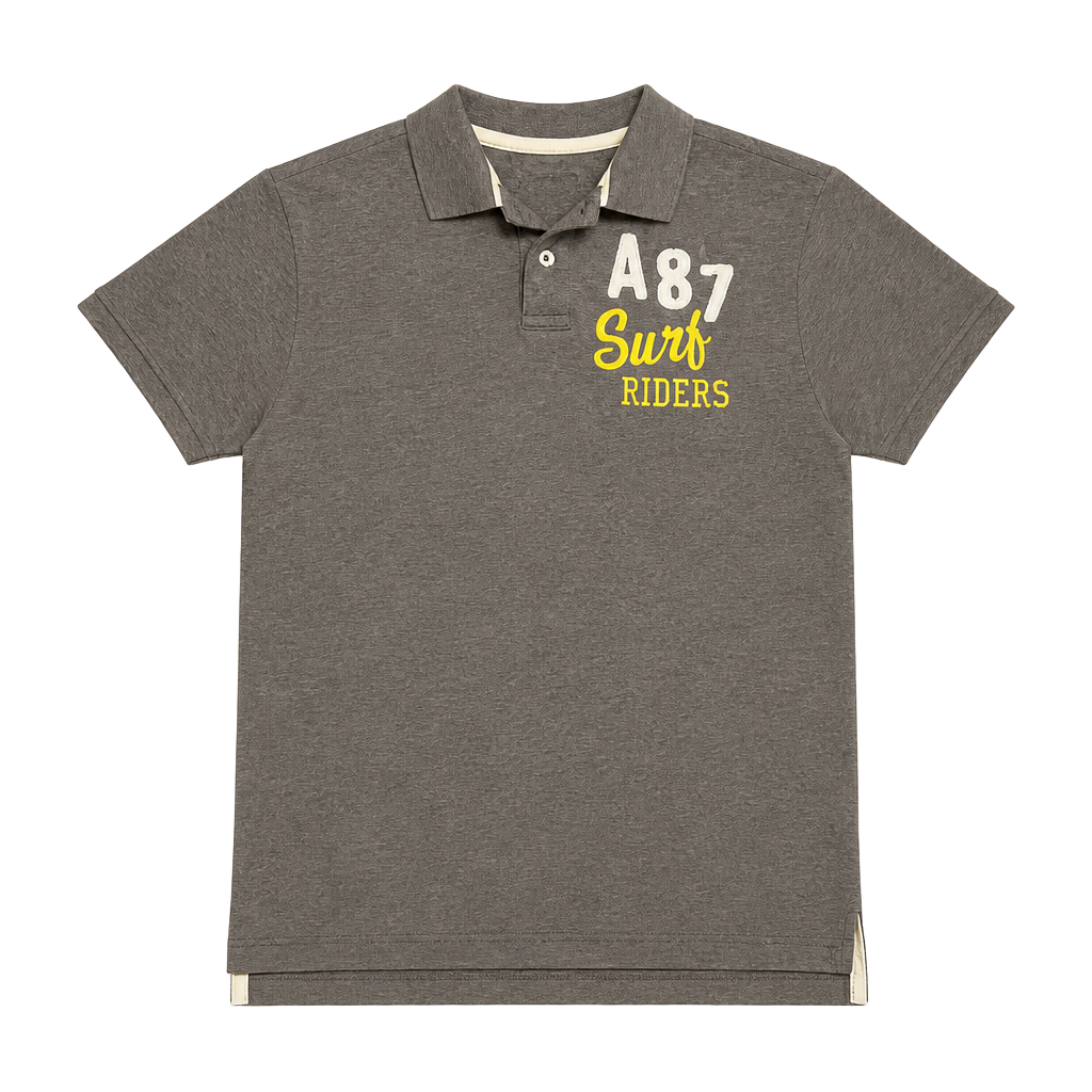 Aeropostale A87 Surf Riders Grey Short Sleeve Cotton Polo Shirt Men's Size Large 1