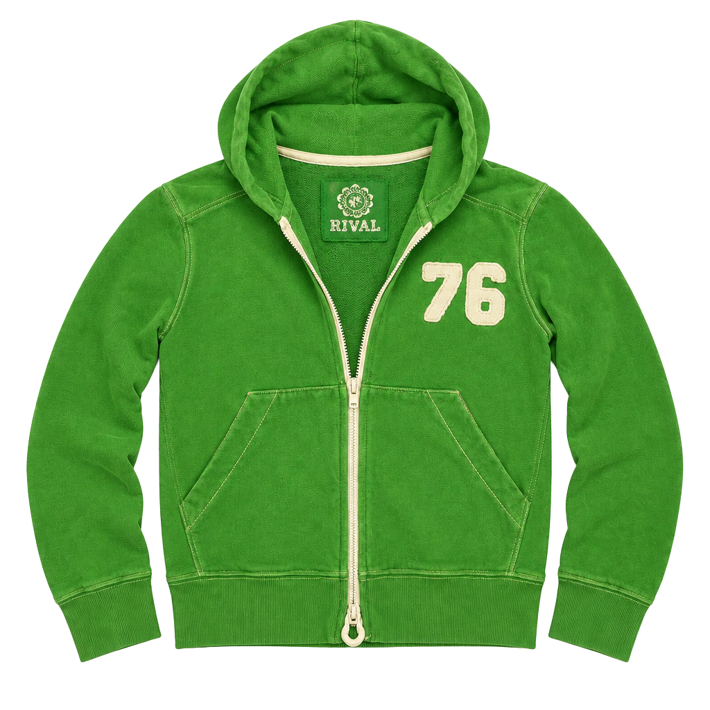 Rival Zip-Up Hoodie 76 Green 1