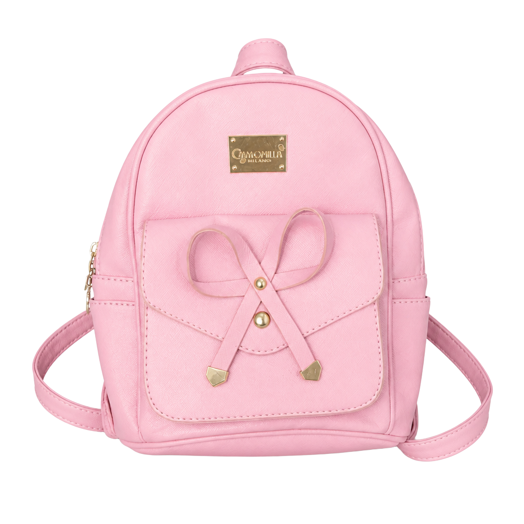 Ihayner Pink Bowknot Cute Leather Mini Backpack Purse 1