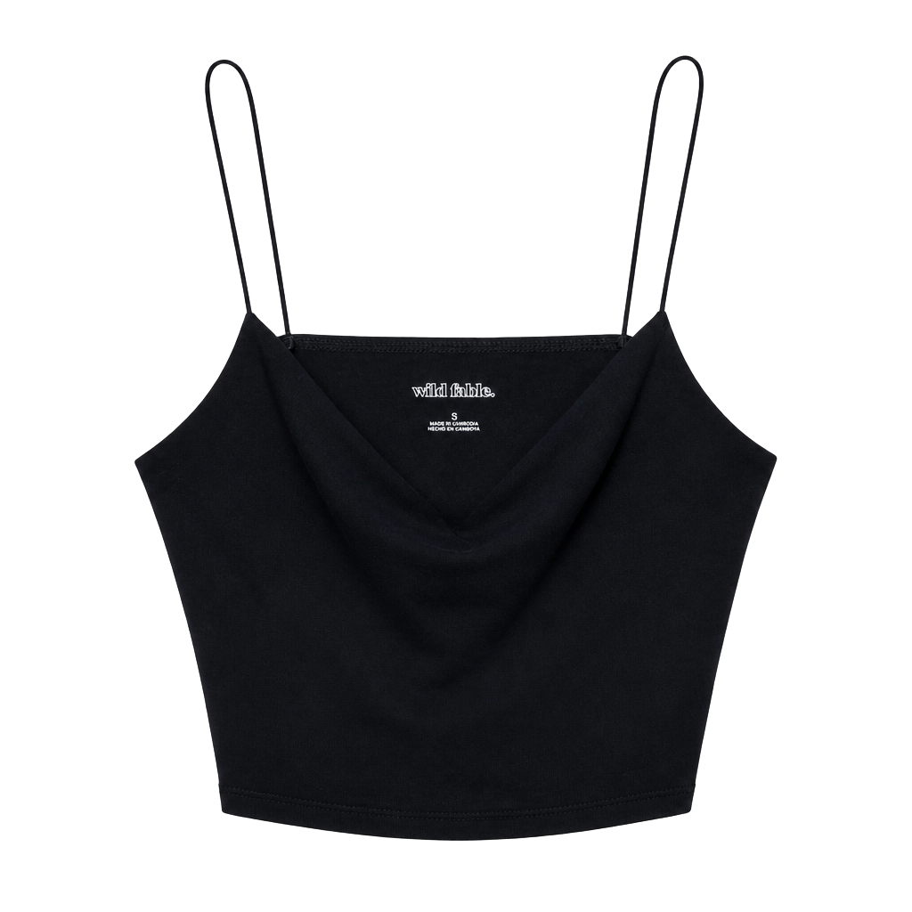 Wild Fable Black Bungee Spaghetti Strap Crop Tank Top Size S 1